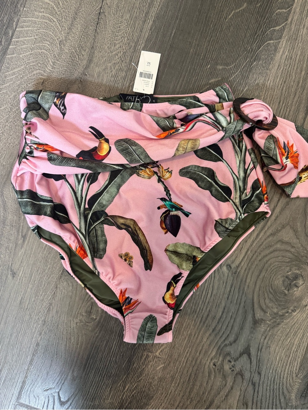 NWT PatBO/Anthropologie Pink Tropical High-Waist Bikini Bottoms